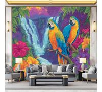 Non-Woven Wallpaper 79" x 55"/200 x 140 cm(WxH) Parrot Bird Pattern, Watercolor Style Wallpaper Bedroom Living Room Children’s Room Sofa TV Background Cover for Small Cracks Deco, Colorful