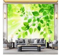 Non-Woven Wallpaper 79" x 55"/200 x 140 cm(WxH) Sunshine Leaf Pattern, Simple Style Wallpaper Bedroom Living Room Children’s Room Sofa TV Background Cover for Small Cracks Deco, Light Green