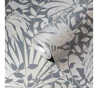 AS Creation Battle of Style Foliage Charcoal Silver Wallpaper 38831-4 - Leaves
