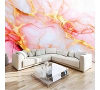 Non-Woven Wallpaper Abstract 400 X 280 Cm Elegant Marble Texture Modern Wallpaper for Kids Bedroom Playroom Livingroom Wall, Art Print Mural - Decorative Luxury Home Poster Pink
