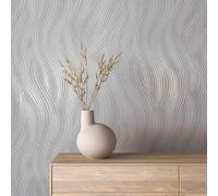Non-woven wallpaper abstract wave pattern grey white gloss 82474 (3,91£/1qm)
