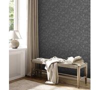 Non-Woven Wallpaper Allover Leaves Pattern Black Anthracite 39028-4 (2,54£/1qm)