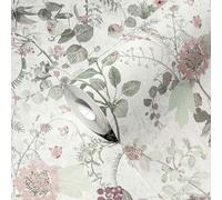 A.S. Création The Bos 388251 Non-Woven Wallpaper Country House Jungle Wallpaper 10.05 m x 0.53 White/Green/Made in Germany Pink