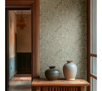 Livingwalls Non-Woven Wallpaper Hot Spots Floral 10,05 m x 0,53 m - Green, White, Grey, Metallic - Textured Wallpaper - 781991