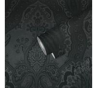 Livingwalls Non-Woven Wallpaper My Home My Spa 387085 - Baroque, Black/Dark Grey, 10.05 x 0.53 m