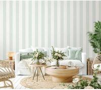Non-woven wallpaper block stripes textile texture cream green 34410 (4,44£/1qm)