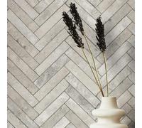 Non-woven wallpaper brick stone look herringbone light grey 45762 (4,01£/1qm)