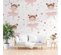 Non-Woven Wallpaper Cartoon Dancing Girl 3D Wall Art Photo Wallpaper Wall Mural Home Bedroom Living Room Poster Decoration Painted Geometric Stars Wall Paper 200x140cm(W x H)