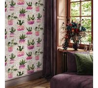 Non-woven wallpaper concrete look floral grey green purple 81653 (4,44£/1qm)