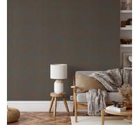 Non-woven wallpaper concrete look leaves pattern grey brown 10435-47 (3,12£/1qm)
