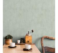 Non-woven wallpaper concrete look plain industrial green cream 82468 (3,19£/1qm)
