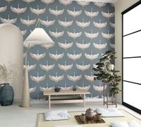 Non-Woven Wallpaper Crane Textile Look Blue Copper Metallic 34531 (4,87£/1qm)