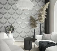 Non-Woven Wallpaper Crane Textile Look grey Silver Metallic 34530 (4,87£/1qm)