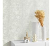 Non-woven wallpaper crocodile pattern cream grey metallic 10529-14 (2,79£/1qm)