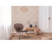 Non woven wallpaper diamond lines circles beige pink white 39531-5 (4,29£/1qm)