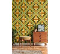 A.S. Création Retro 70's Large Diamond Wallpaper Green/Yellow/Orange Retro Chic 395312 8.50m x 0.53m Paste The Wall
