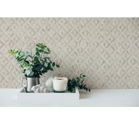 Non-woven wallpaper diamond pattern white gold metallic 39505-2 (2,75£/1qm)