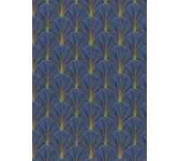 Erismann Blue Art Deco Avant Garde Wallpaper Gold Geometric Fan Feature Wall