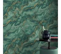 Non-woven wallpaper Elle marble waves green gold metallic 10447-19 (3,73£/1qm)