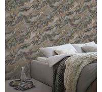 Non-woven wallpaper Elle marble waves taupe gold metallic 10447-37 (3,73£/1qm)