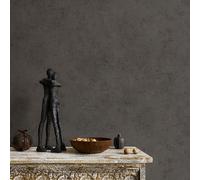 Elle Decoration Metallic Concrete Chocolate Brown Vinyl Wallpaper by Erismann