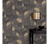 Non-woven wallpaper Elle slate stone look grey gold metallic 10445-37 (3,73£/1qm
