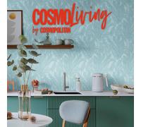 Cosmoliving By Cosmopolitan Golden Fern Glow Floral Blue Non Woven Wallpaper Blue