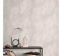 Non-woven wallpaper feathers linen look grey brown glitter 10516-37 (2,98£/1qm)