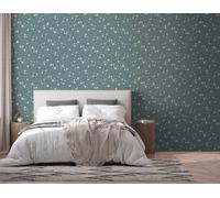 Non-woven wallpaper floral leaf pattern green silver metallic 39768-3 (2,75£/1qm