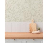 Non-woven wallpaper floral leaf pattern tendrils cream grey 79090-3 (3,08£/1qm)