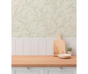 Non-woven wallpaper floral leaf pattern tendrils cream grey 79090-3 (3,08£/1qm)