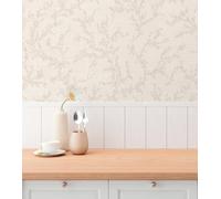Non-woven wallpaper floral leaf pattern tendrils cream taupe 79090-2 (3,08£/1qm)