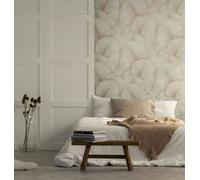 Non-woven wallpaper floral leaves 3D effect texture beige cream 34510 (4,53£/1qm