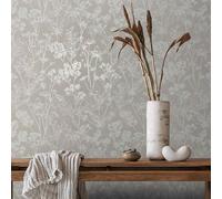 Non-woven wallpaper floral Scandi style light grey white gloss 82464 (3,91£/1qm)