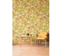Non woven wallpaper flower pattern texture orange green 39535-5 (4,05£/1qm)