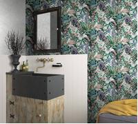 Non-Woven Wallpaper Flower Stone look Green grey Pink Blue 47477 (6,86£/1qm)