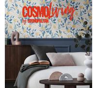 Livingwalls CosmoLiving Non-Woven Wallpaper with Floral Design in White, Blue, Yellow - 10,05 x 0,53 m Floral Wallpaper by Cosmopolitan - 790626