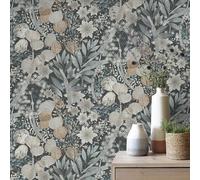 Non-woven wallpaper flowers leaves watercolor blue gray 10506-44 (2,73£/1qm)