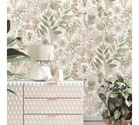 Non-woven wallpaper flowers leaves watercolor white pink 10506-05 (2,73£/1qm)