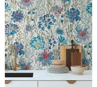 Non-woven wallpaper flowers watercolour white grey blue 39695-3 (4,17£/1qm)