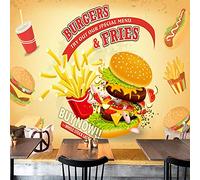 Non-Woven Wallpaper Fried Chicken Fries KFC Fast Food Bakery Large Mural Non-Woven fabricwallpaper Living Room for Bedroom Rose Gold Retro-430cm×300cm