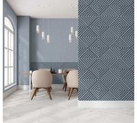 Non-woven wallpaper geometric stucco element 3D look blue grey 34482 (4,88£/1qm)
