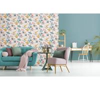 Non-Woven Wallpaper Graphic Abstract Flowers White Blue Red 47467 (6,58£/1qm)