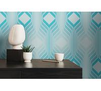 A.S. Création Retro 70s Diamond Wallpaper Blue/Light Blue/Turquoise/White Retro Chic 395321 8.50m x 0.53m Paste The Wall