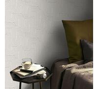 Non-woven wallpaper graphic lines cream beige metallic 10461-02 (2,01£/1qm)