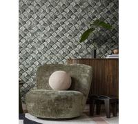 Non-woven wallpaper graphic mosaic effect green grey gloss 34933 (9,26£/1qm)