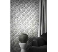 Non-woven wallpaper graphic mosaic effect grey gold metallic 34907 (9,26£/1qm)