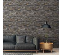 Non-woven wallpaper grey beige black stone wall 3D optics 38813-1 (3,05£/1qm)