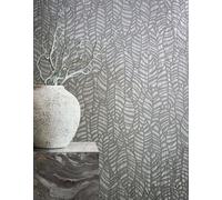 Galerie Serene Collection Metallic Beige Botanical Leaves Wallpaper Roll