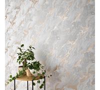 Erismann 10318-10 Non-Woven Wallpaper Grey White Gold Metallic Marble Look Structure